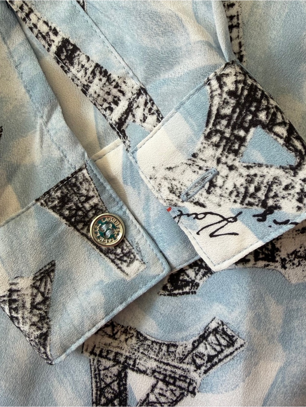 Karl Lagerfeld L Eiffel Tower Print Button-Up Shirt - Picture 9 of 11